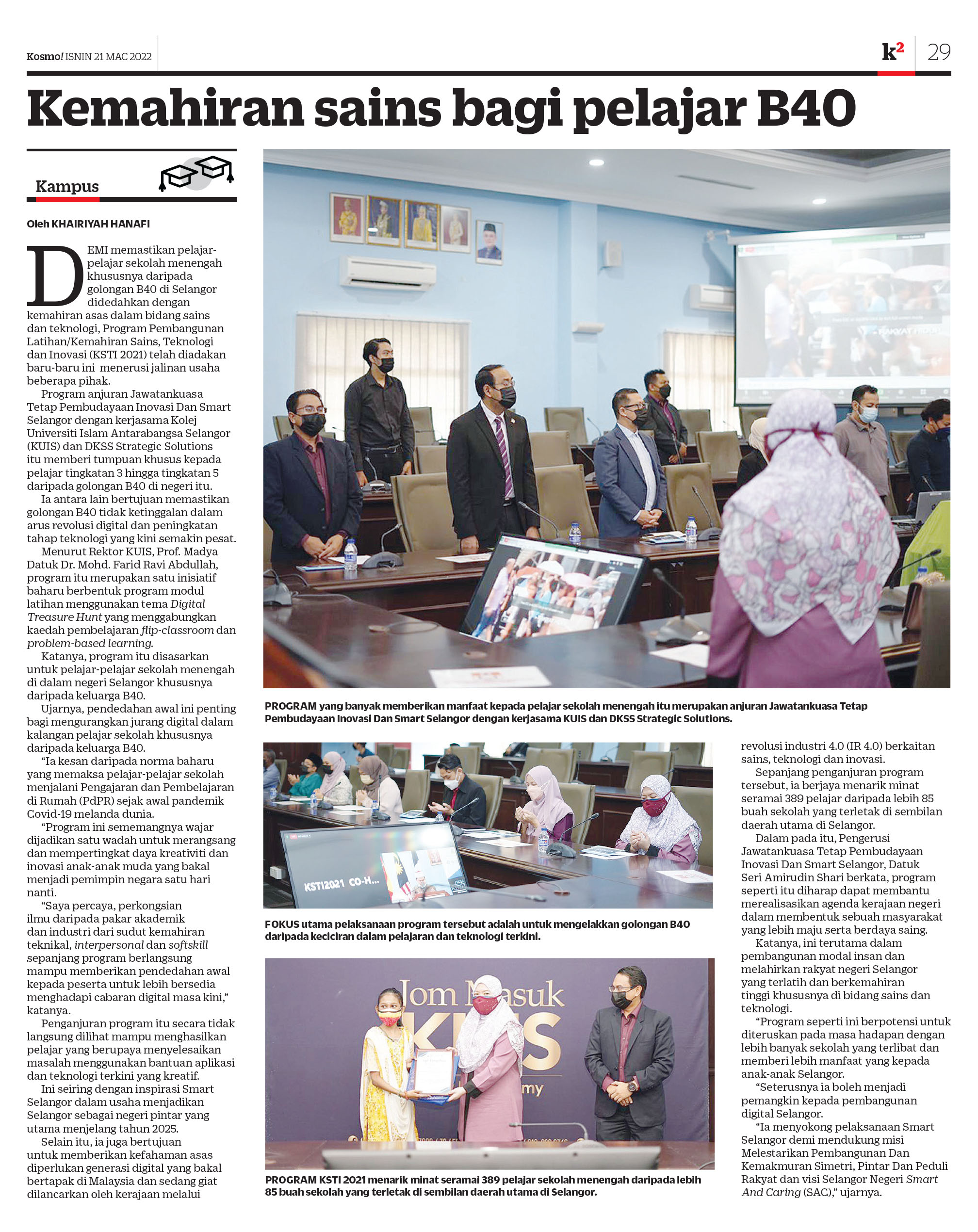 berita kosmo 21032022